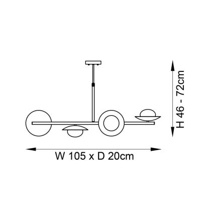 Endon 92036 - Závesný luster na lanku RUFFLE 4xG9/3W/230V mosadz/čierna