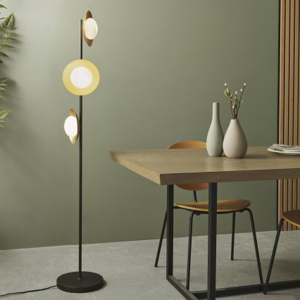Endon 92039 - Stojacia lampa RUFFLE 3xG9/3W/230V čierna/zlatá