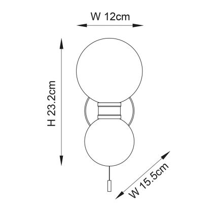 Endon 93523 - Kúpeľňové nástenné svietidlo PULSA 2xG9/3W/230V IP44 čierna/biela