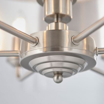 Endon 94357 - Závesný luster na reťazi HIGHCLERE 6xE14/40W/230V, priemer 55 cm, béžový/matný chróm