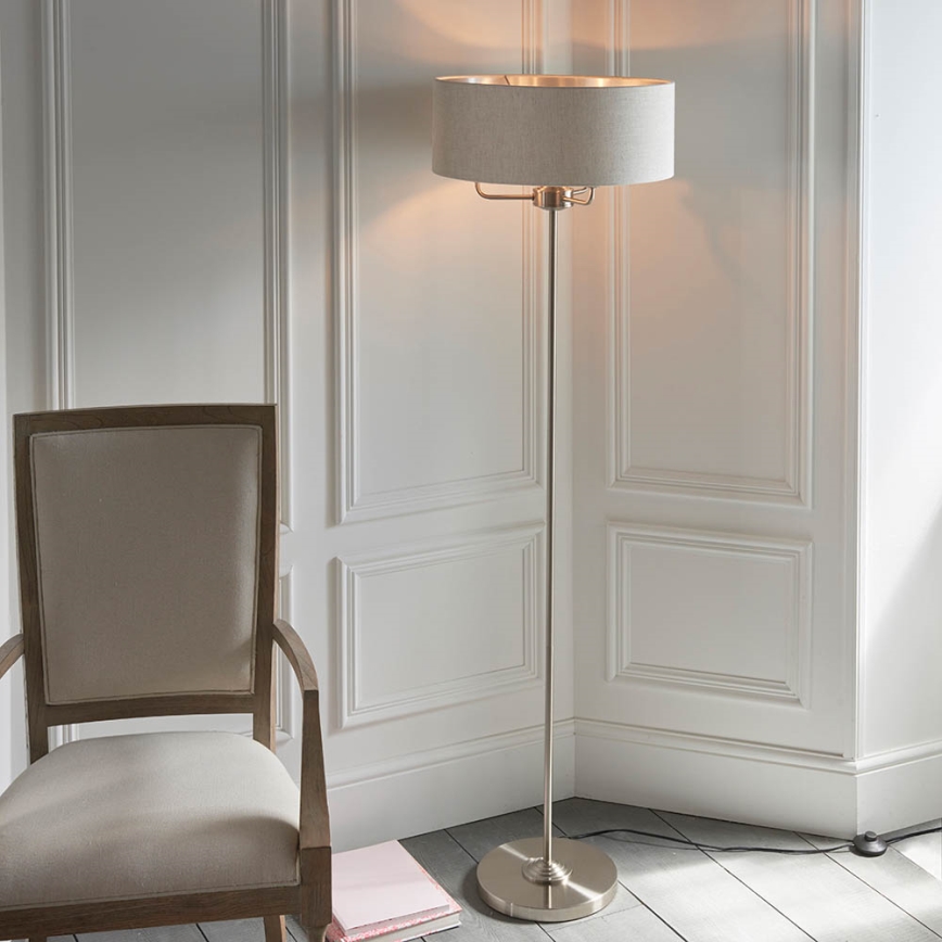 Endon 94359 - Stojacia lampa HIGHCLERE 3xE14/40W/230V béžová/lesklý chróm pr. 47 cm