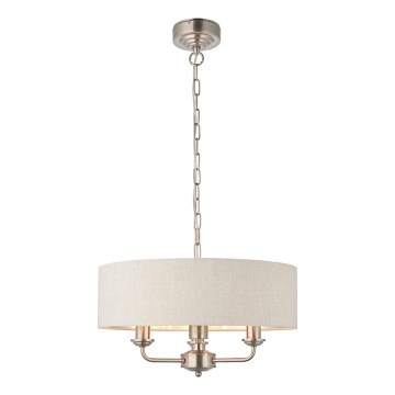 Endon 94361 - Luster na reťazi HIGHCLERE 3xE14/40W/230V béžová/matný chróm