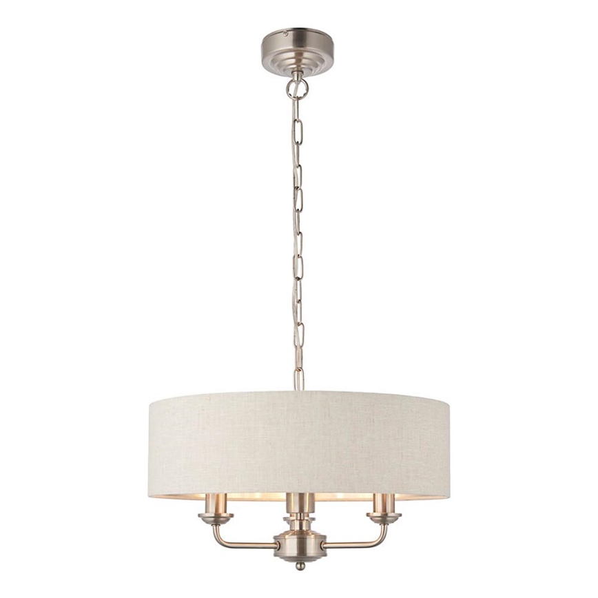 Endon 94361 - Luster na reťazi HIGHCLERE 3xE14/40W/230V béžová/matný chróm