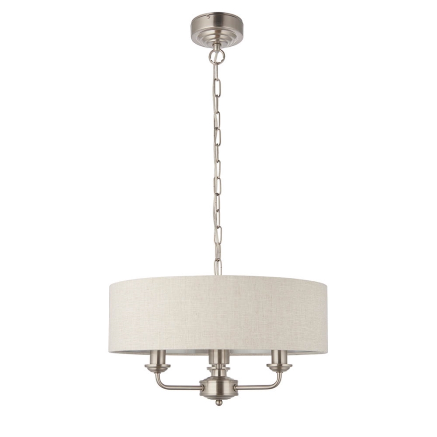 Endon 94361 - Luster na reťazi HIGHCLERE 3xE14/40W/230V béžová/matný chróm