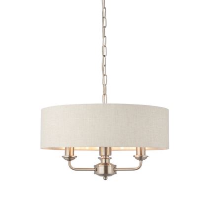 Endon 94361 - Luster na reťazi HIGHCLERE 3xE14/40W/230V béžová/matný chróm