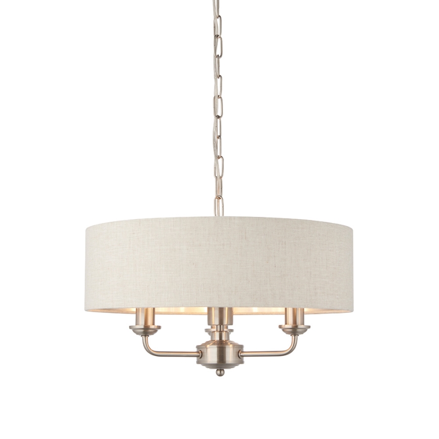 Endon 94361 - Luster na reťazi HIGHCLERE 3xE14/40W/230V béžová/matný chróm