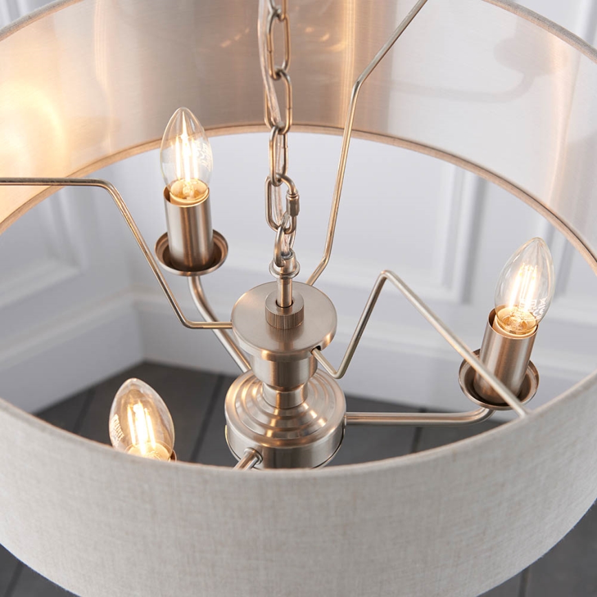 Endon 94361 - Luster na reťazi HIGHCLERE 3xE14/40W/230V béžová/matný chróm
