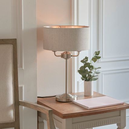 Endon 94369 - Stolná lampa HIGHCLERE 3xE14/18W/230V béžová/matný chróm pr. 32 cm