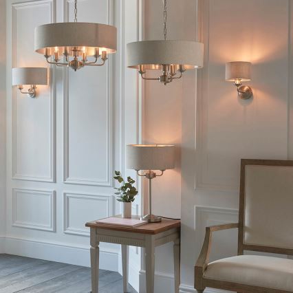 Endon 94369 - Stolná lampa HIGHCLERE 3xE14/18W/230V béžová/matný chróm pr. 32 cm