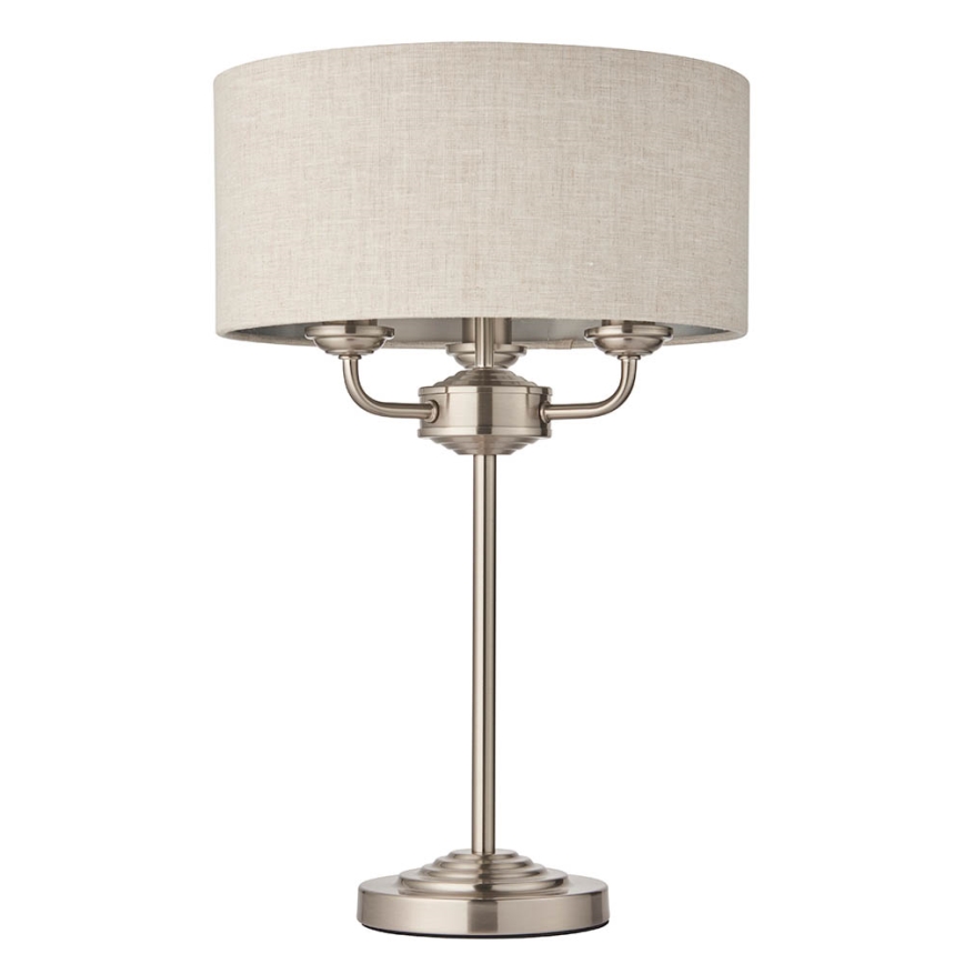 Endon 94369 - Stolná lampa HIGHCLERE 3xE14/18W/230V béžová/matný chróm pr. 32 cm