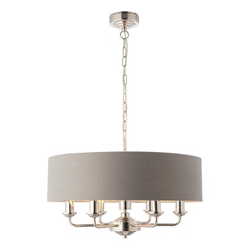Endon 94373 - Luster na reťazi HIGHCLERE 6xE14/40W/230V šedá/lesklý chróm