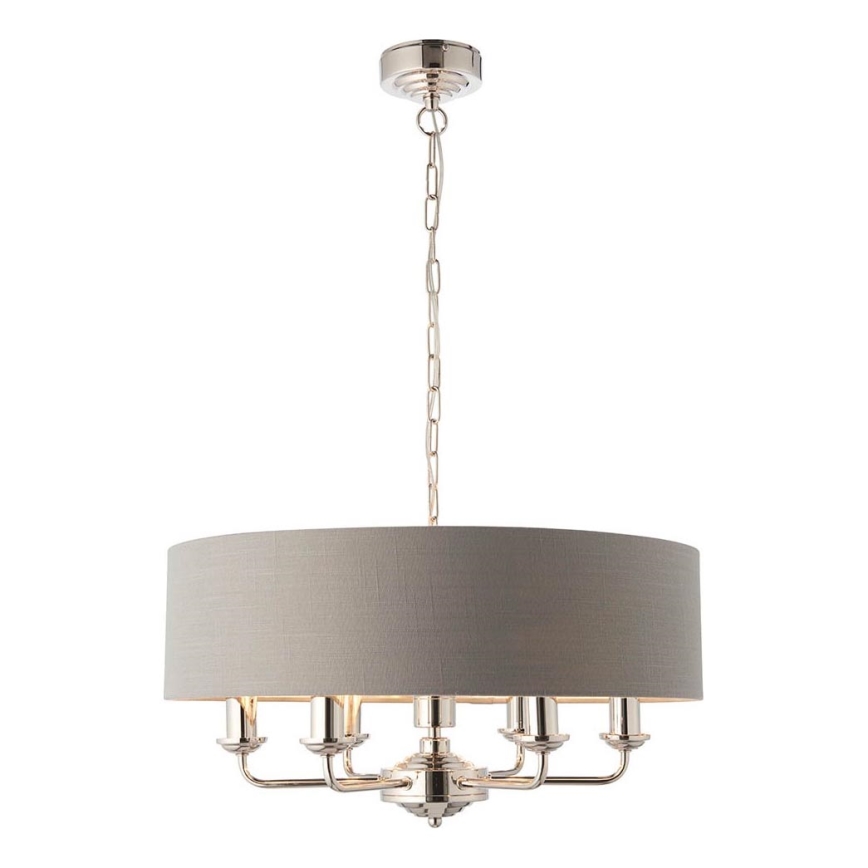 Endon 94373 - Luster na reťazi HIGHCLERE 6xE14/40W/230V šedá/lesklý chróm