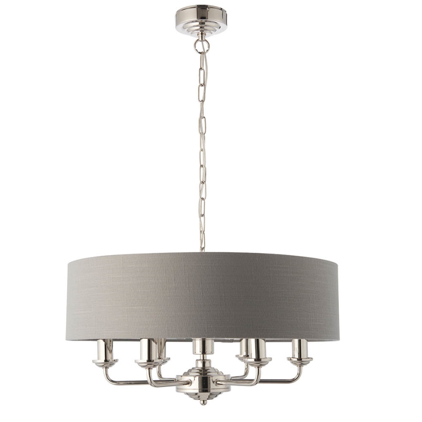 Endon 94373 - Luster na reťazi HIGHCLERE 6xE14/40W/230V šedá/lesklý chróm