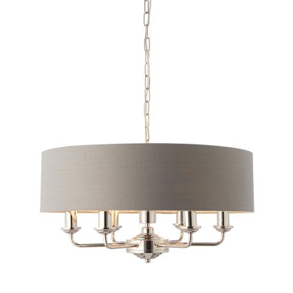 Endon 94373 - Luster na reťazi HIGHCLERE 6xE14/40W/230V šedá/lesklý chróm