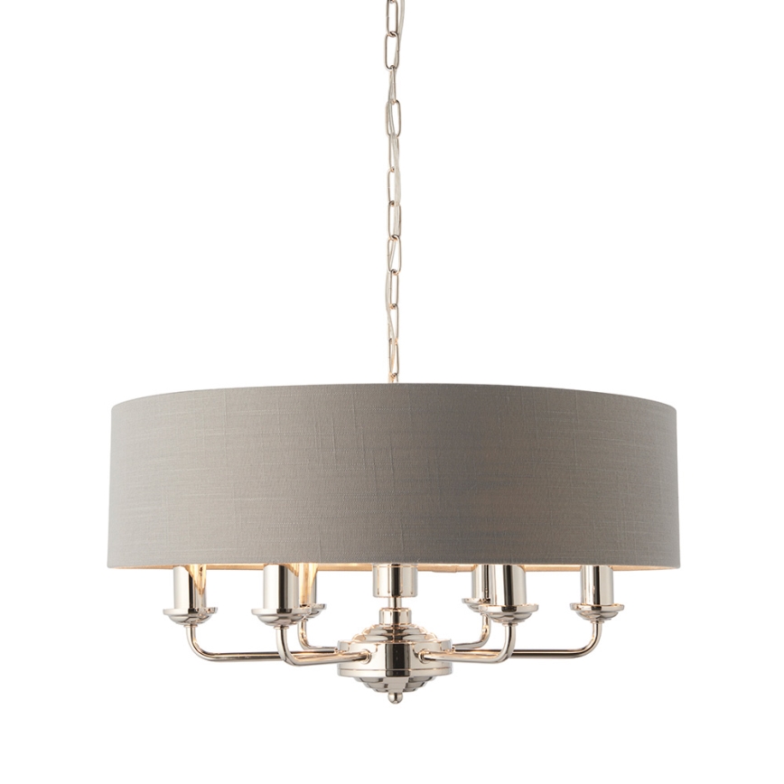 Endon 94373 - Luster na reťazi HIGHCLERE 6xE14/40W/230V šedá/lesklý chróm