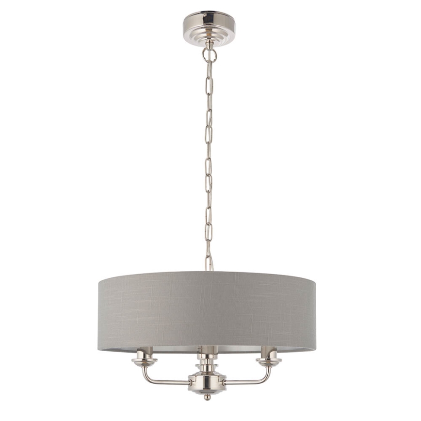 Endon 94377 - Luster na reťazi HIGHCLERE 3xE14/40W/230V šedá/lesklý chróm