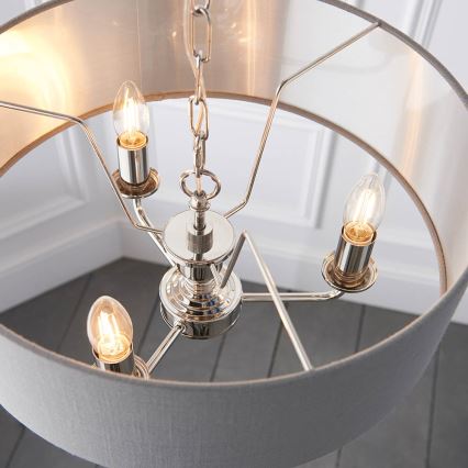 Endon 94377 - Luster na reťazi HIGHCLERE 3xE14/40W/230V šedá/lesklý chróm