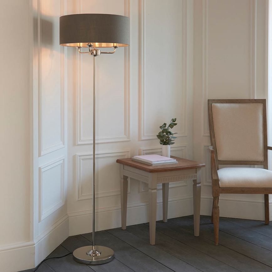 Endon 94378 - Stojacia lampa HIGHCLERE 1xE14/40W/230V šedá/lesklý chróm