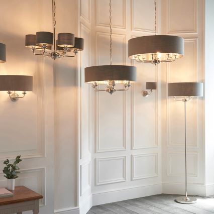 Endon 94378 - Stojacia lampa HIGHCLERE 1xE14/40W/230V šedá/lesklý chróm