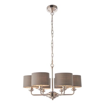 Endon 94381 - Luster na reťazi HIGHCLERE 6xE14/28W/230V šedá/lesklý chróm