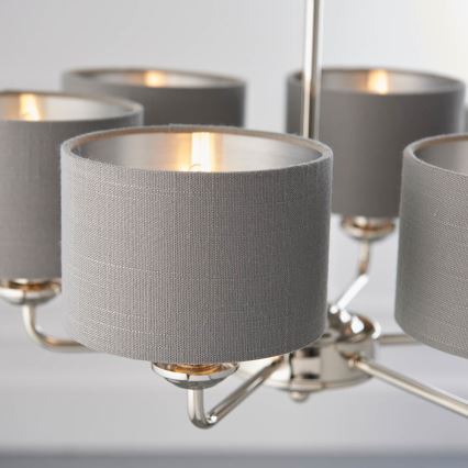 Endon 94381 - Luster na reťazi HIGHCLERE 6xE14/28W/230V šedá/lesklý chróm