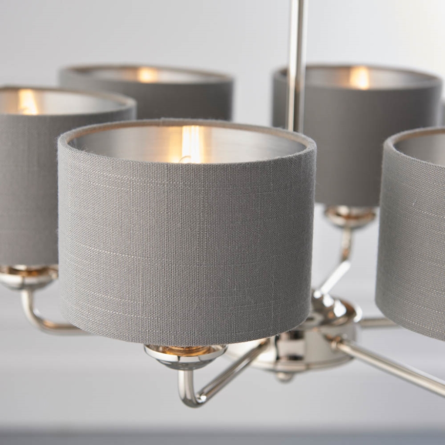 Endon 94381 - Luster na reťazi HIGHCLERE 6xE14/28W/230V šedá/lesklý chróm