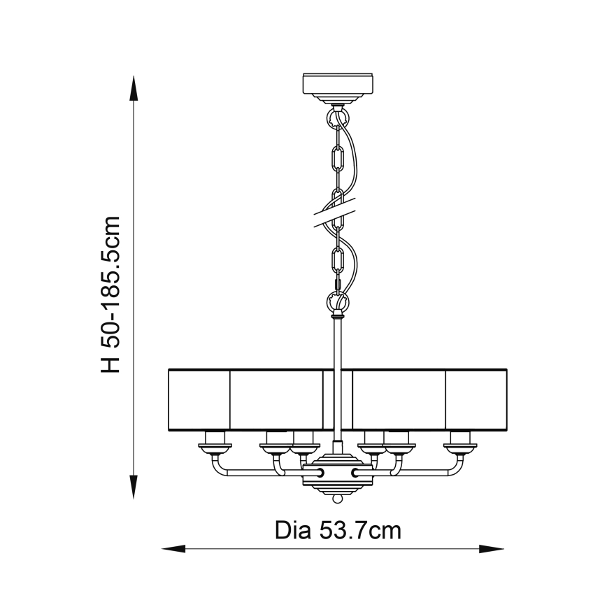 Endon 94381 - Luster na reťazi HIGHCLERE 6xE14/28W/230V šedá/lesklý chróm