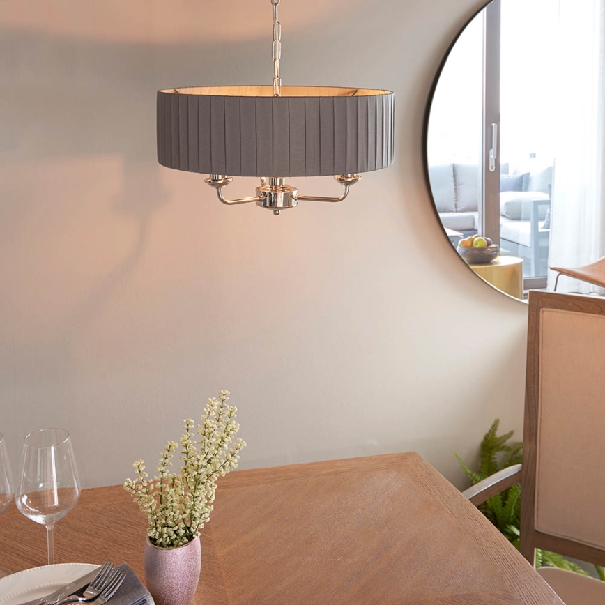 Endon 94394 - Luster na reťazi HIGHCLERE 3xE14/40W/230V tmavošedá/lesklý chróm