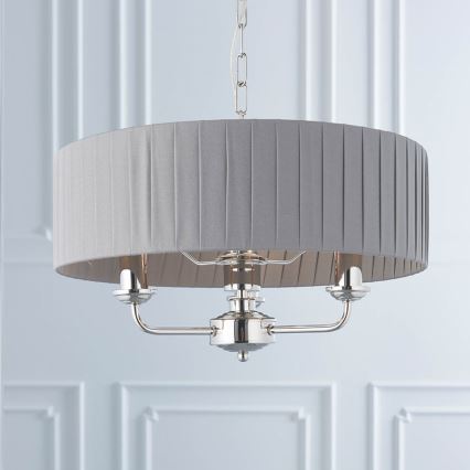 Endon 94394 - Luster na reťazi HIGHCLERE 3xE14/40W/230V tmavošedá/lesklý chróm