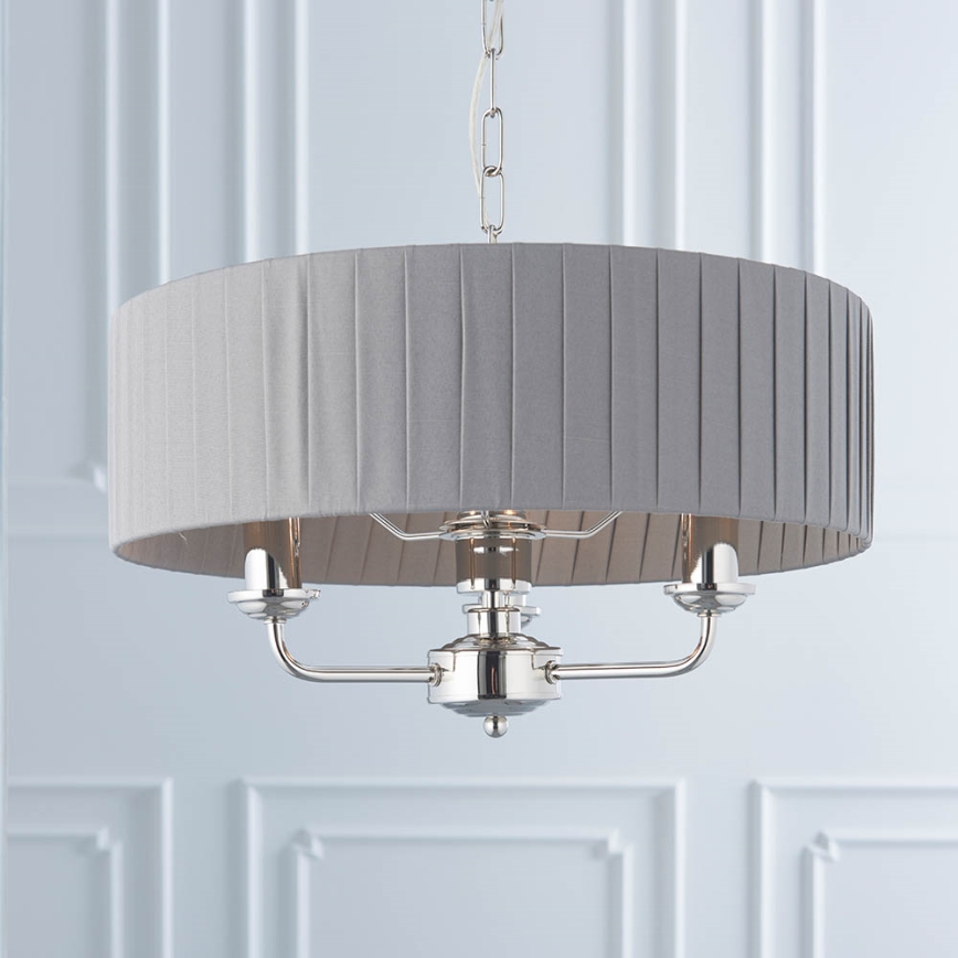Endon 94394 - Luster na reťazi HIGHCLERE 3xE14/40W/230V tmavošedá/lesklý chróm