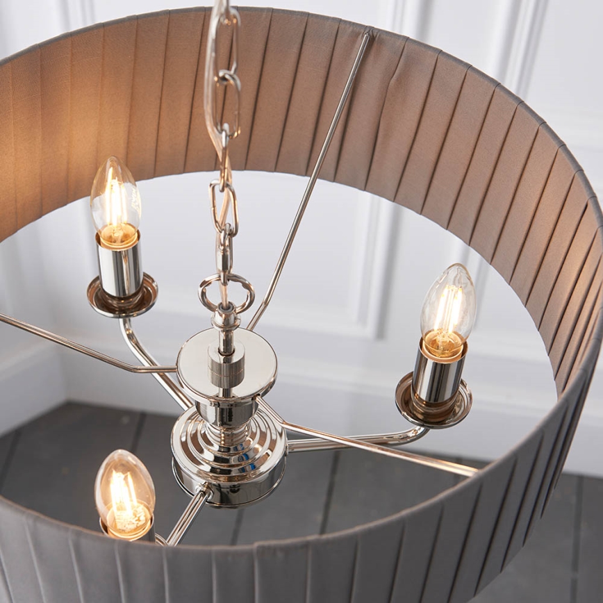 Endon 94394 - Luster na reťazi HIGHCLERE 3xE14/40W/230V tmavošedá/lesklý chróm