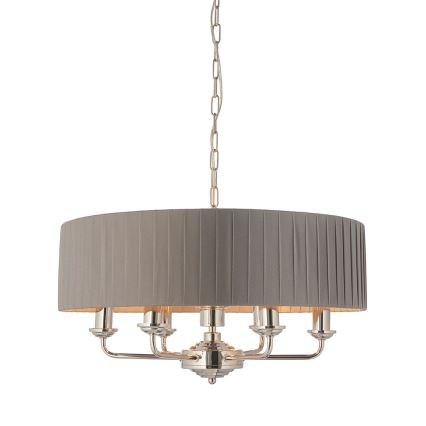 Endon 94397 - Luster na reťazi HIGHCLERE 6xE14/40W/230V šedá/lesklý chróm
