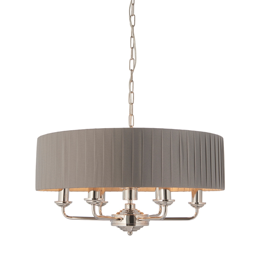 Endon 94397 - Luster na reťazi HIGHCLERE 6xE14/40W/230V šedá/lesklý chróm