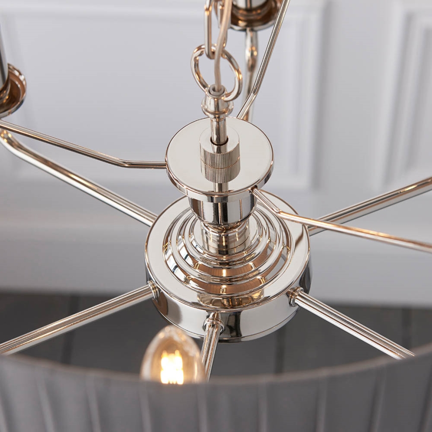 Endon 94397 - Luster na reťazi HIGHCLERE 6xE14/40W/230V šedá/lesklý chróm