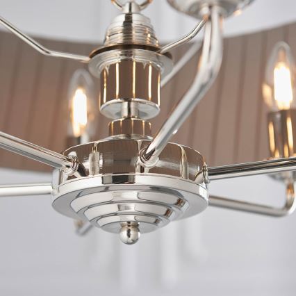 Endon 94397 - Luster na reťazi HIGHCLERE 6xE14/40W/230V šedá/lesklý chróm