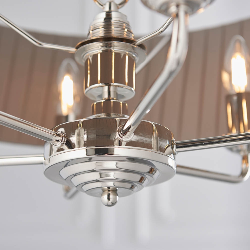 Endon 94397 - Luster na reťazi HIGHCLERE 6xE14/40W/230V šedá/lesklý chróm