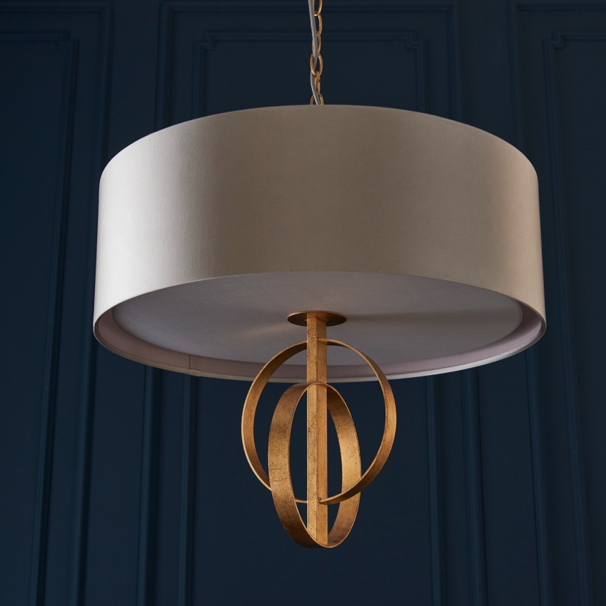 Endon 95212 - Luster na reťazi 3xE27/10W/230V priemer 60 cm sivá/mosadz