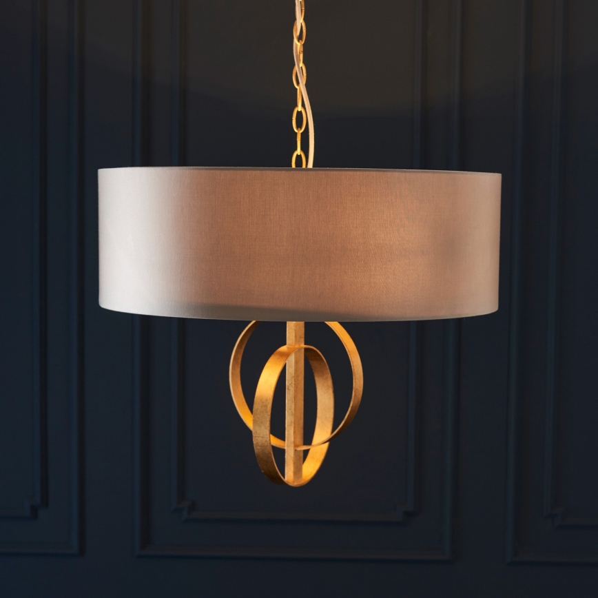 Endon 95212 - Luster na reťazi 3xE27/10W/230V priemer 60 cm sivá/mosadz
