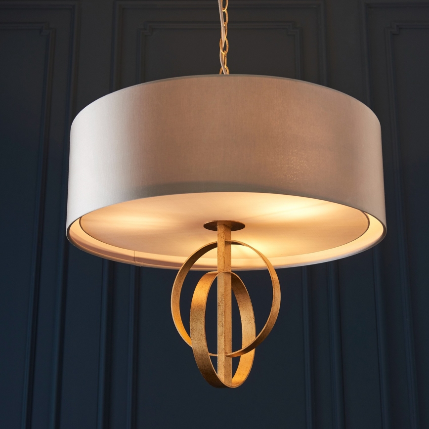 Endon 95212 - Luster na reťazi 3xE27/10W/230V priemer 60 cm sivá/mosadz
