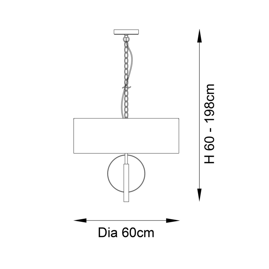 Endon 95216 - Luster na reťazi 3xE27/10W/230V pr. 60 cm sivý