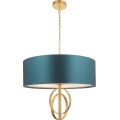 Endon 95219 - Luster na reťazi 5xE27/10W/230V priemer 70 cm modrý/mosadz