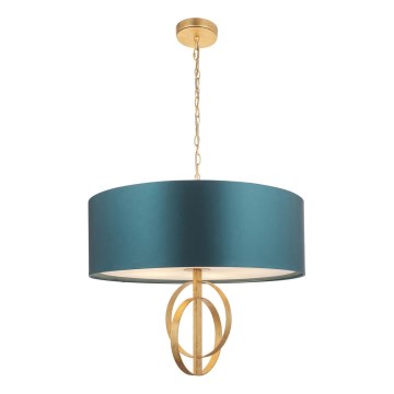 Endon 95219 - Luster na reťazi 5xE27/10W/230V priemer 70 cm modrý/mosadz
