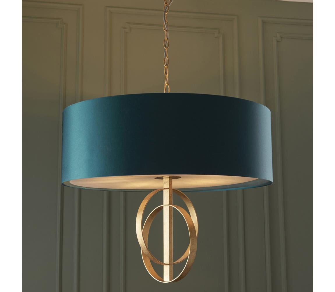 Endon 95219 - Luster na reťazi 5xE27/10W/230V priemer 70 cm modrý/mosadz 95219
