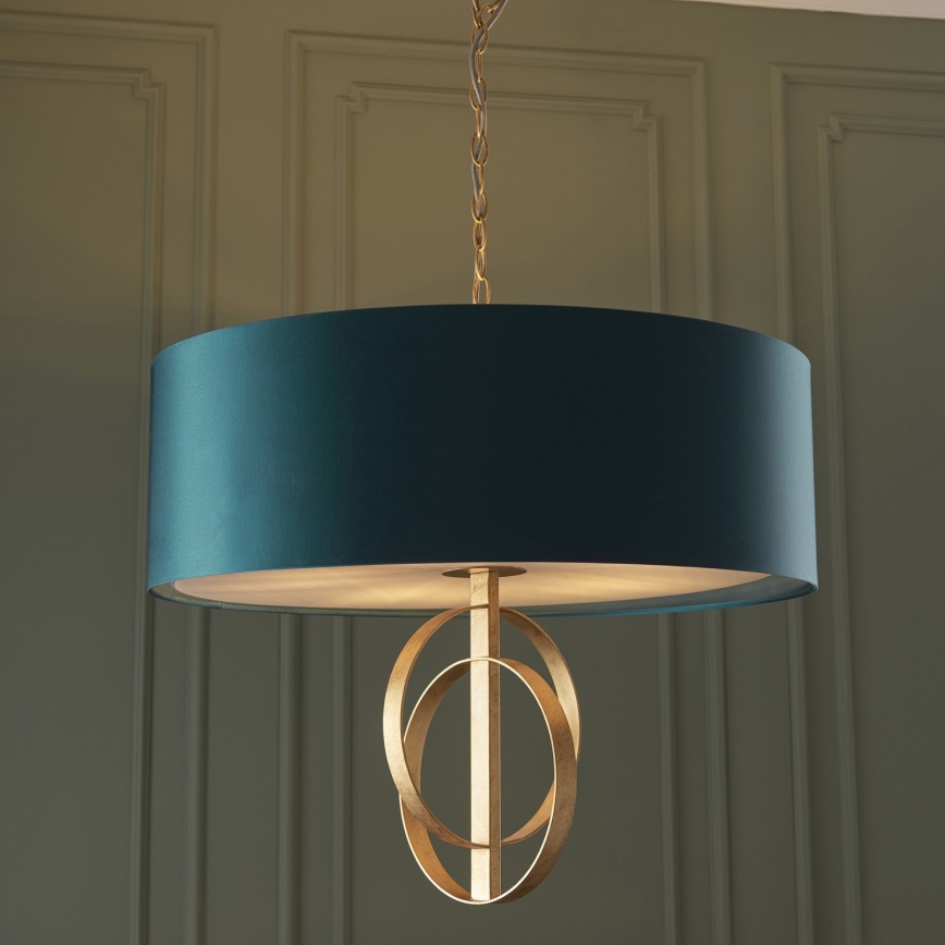 Endon 95219 - Luster na reťazi 5xE27/10W/230V priemer 70 cm modrý/mosadz