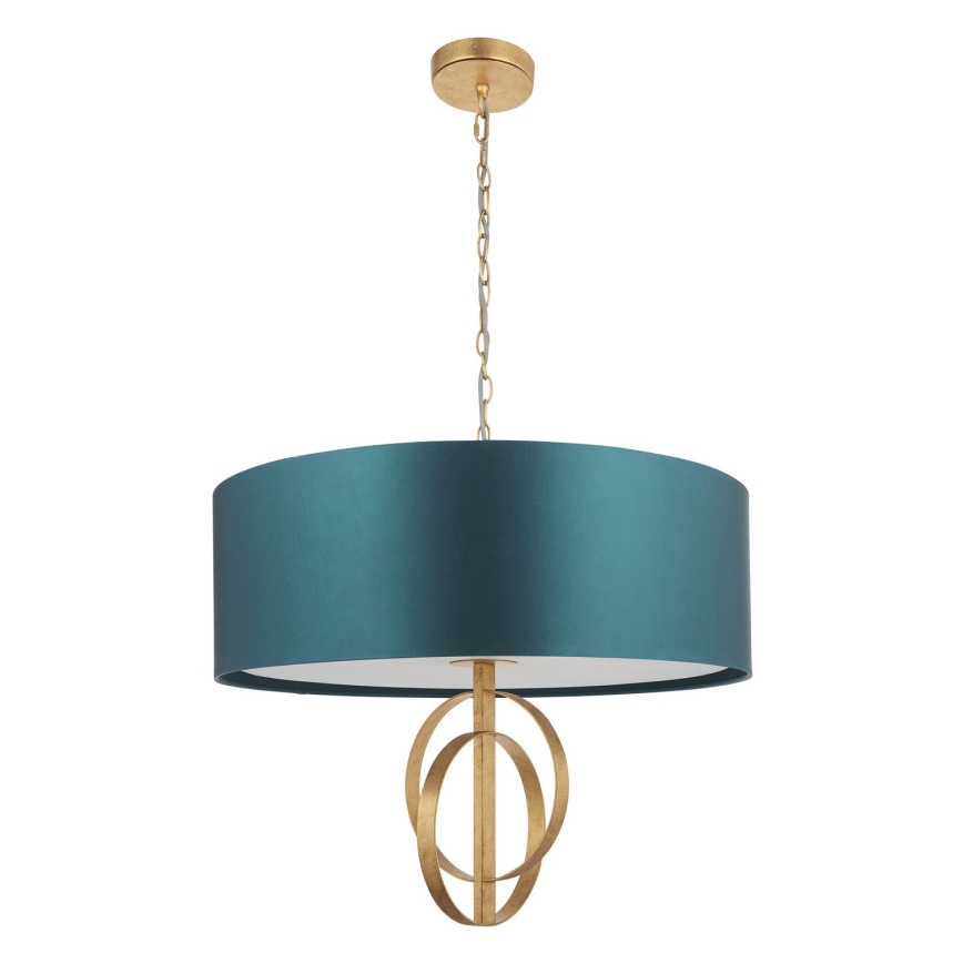 Endon 95219 - Luster na reťazi 5xE27/10W/230V priemer 70 cm modrý/mosadz