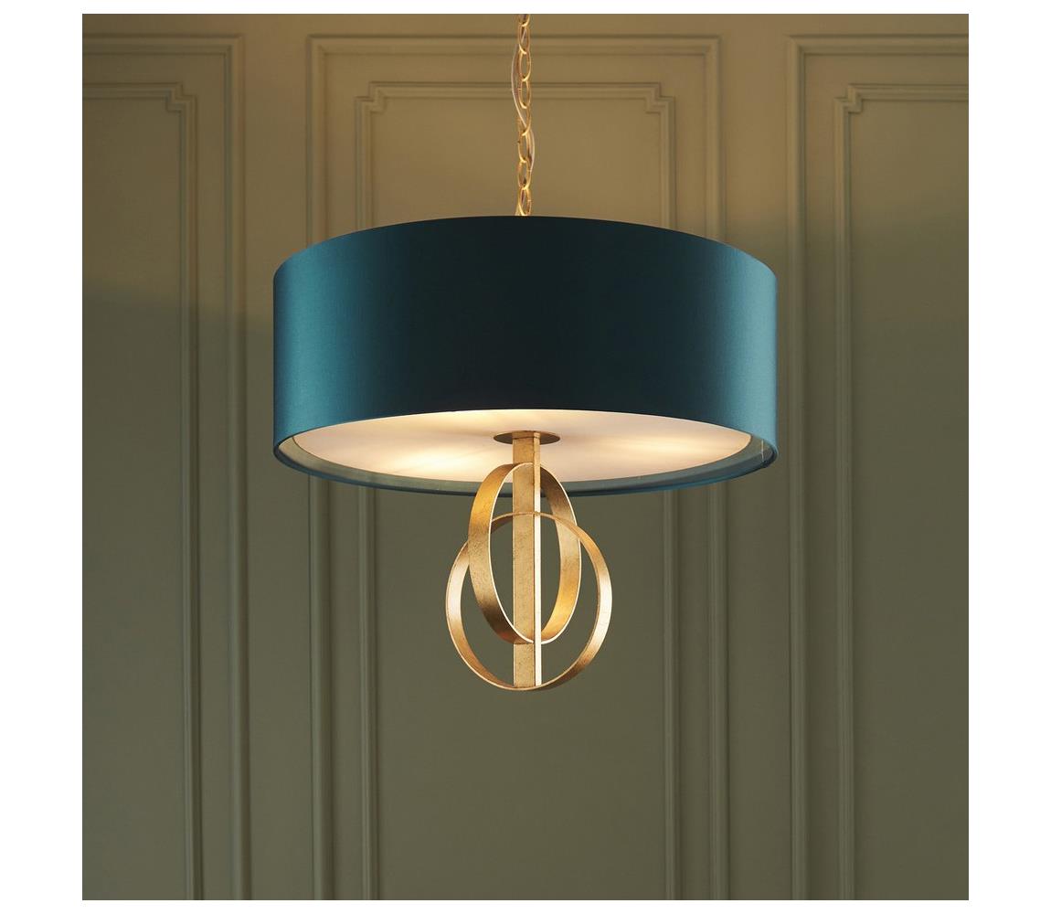 Endon 95220 - Luster na reťazi 3xE27/10W/230V Ø 60 cm modrá/mosadz 95220