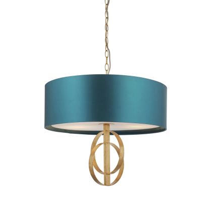 Endon 95220 - Luster na reťazi 3xE27/10W/230V Ø 60 cm modrá/mosadz