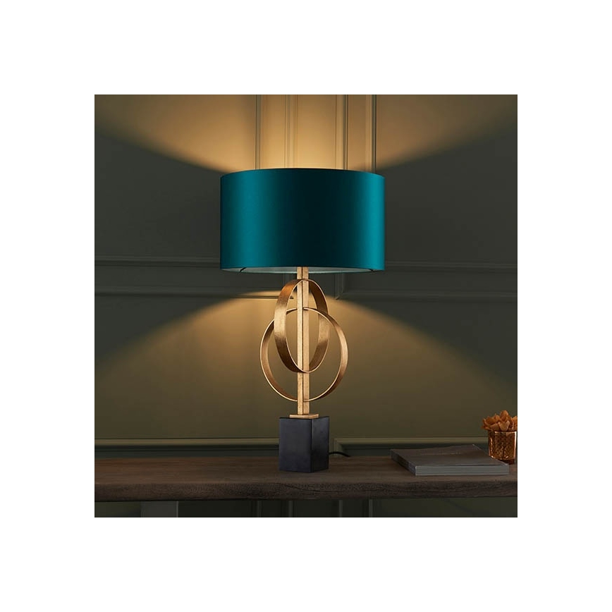 Endon 95221 - Stolná lampa 1xE27/10W/230V modrá/mosadz/čierna