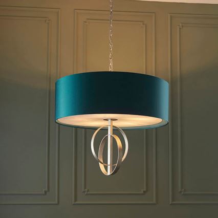 Endon 95223 - Luster na reťazi 5xE27/10W/230V priemer 70 cm modrá/šedá