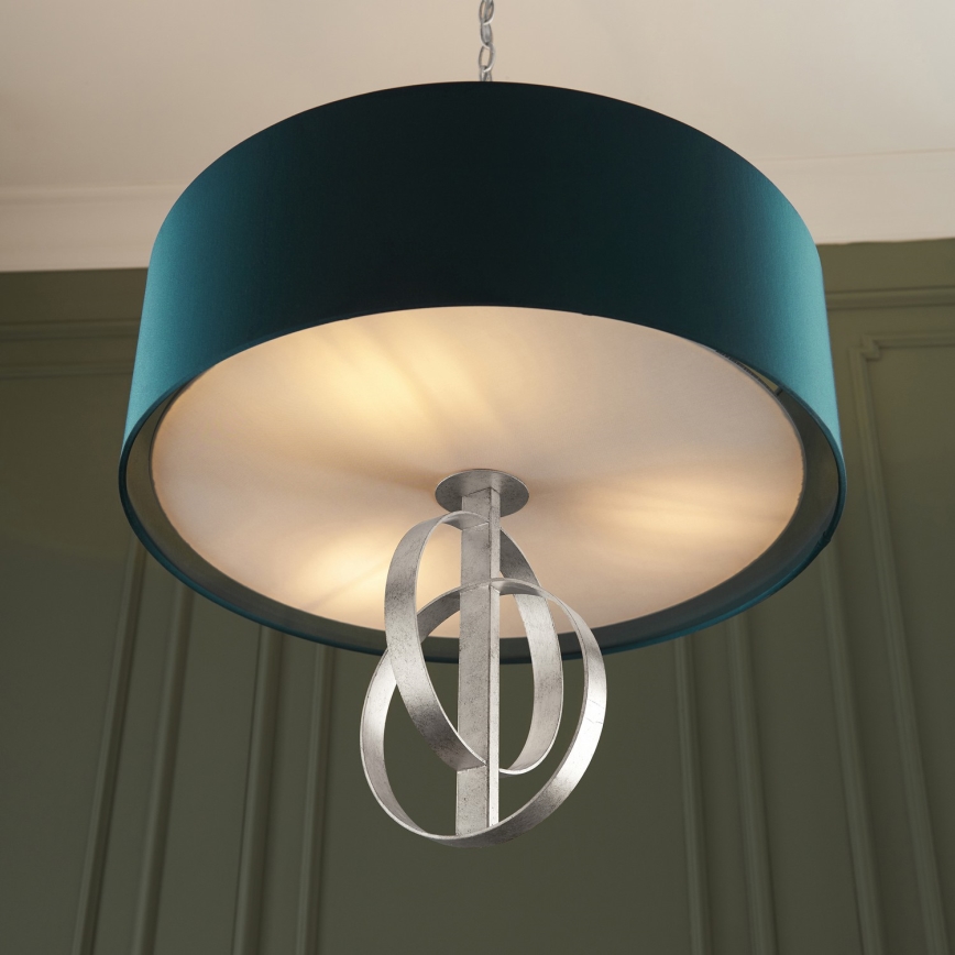 Endon 95224 - Závesný luster na reťazi 3xE27/10W/230V, priemer 60 cm, modrá/šedá
